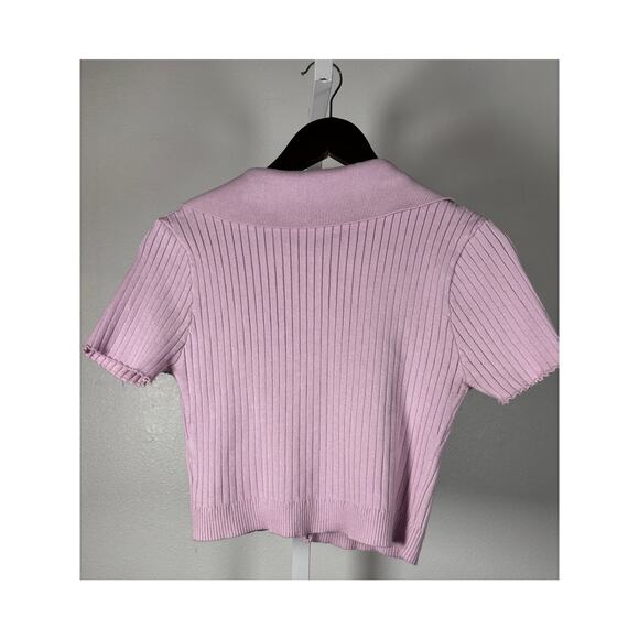 Princess Polly Ribbed Button Front Crop Top Pink M/L Y2K Boho - Picture 4 of 7
